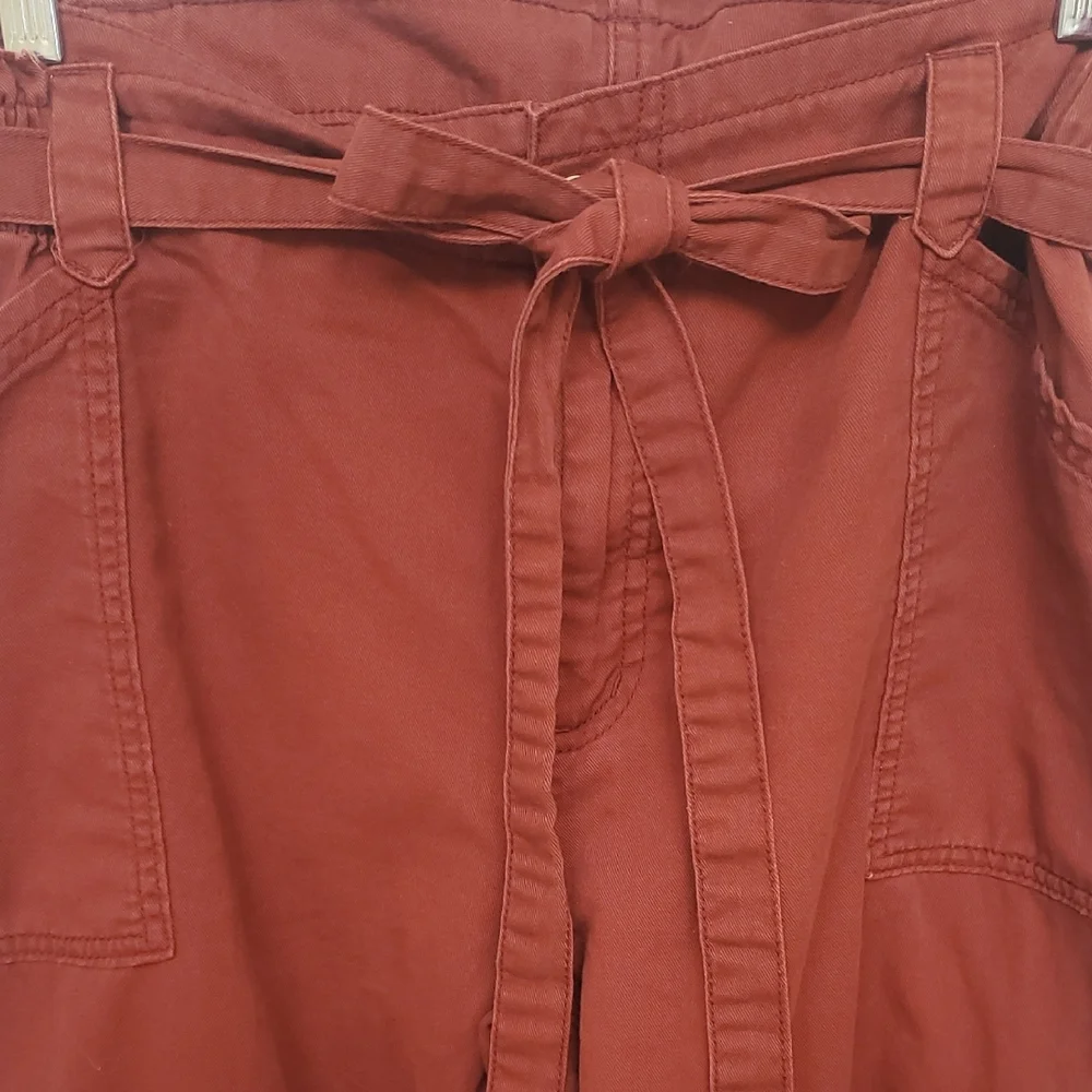 Old Navy Rust Tie-Waist Cropped Cargo Pants Size L - Picture 3 of 9